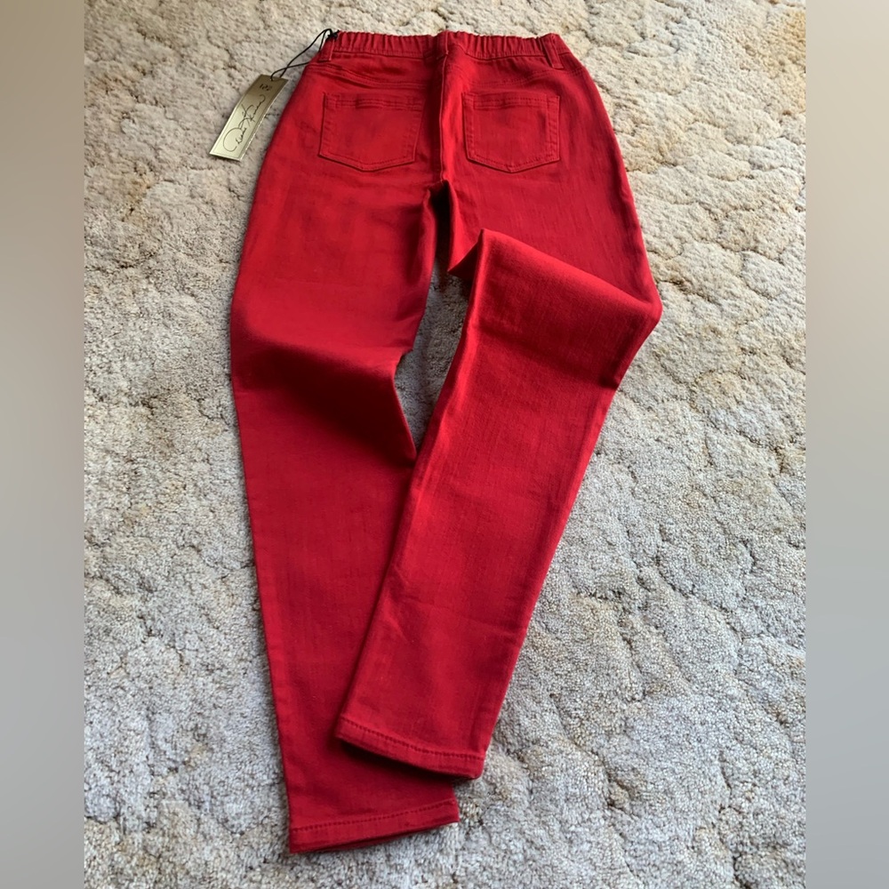 NWT DG2 by DIANE GILMAN PULL-ON RED STRETCH WAIST SKINNY JEANS IN SIZE PXS/2P - Picture 5 of 15